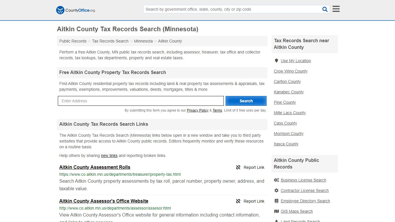 Tax Records Search - Aitkin County, MN (Business ...